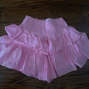 Pink Bubble Mini Skorts with Ruffled Tiers
